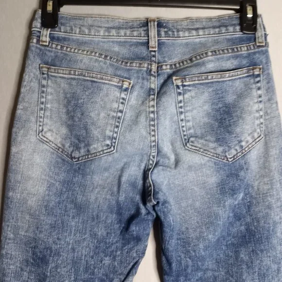 L'AGENCE Women's Cropped Mid-Rise Prism Blue Raw Hem Medium Wash Jeans Size 29 - Picture 5 of 7